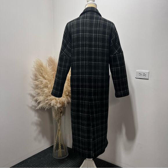 Zara Plaid Checked Double breasted Wool Long Coat Size XS - Picture 9 of 15